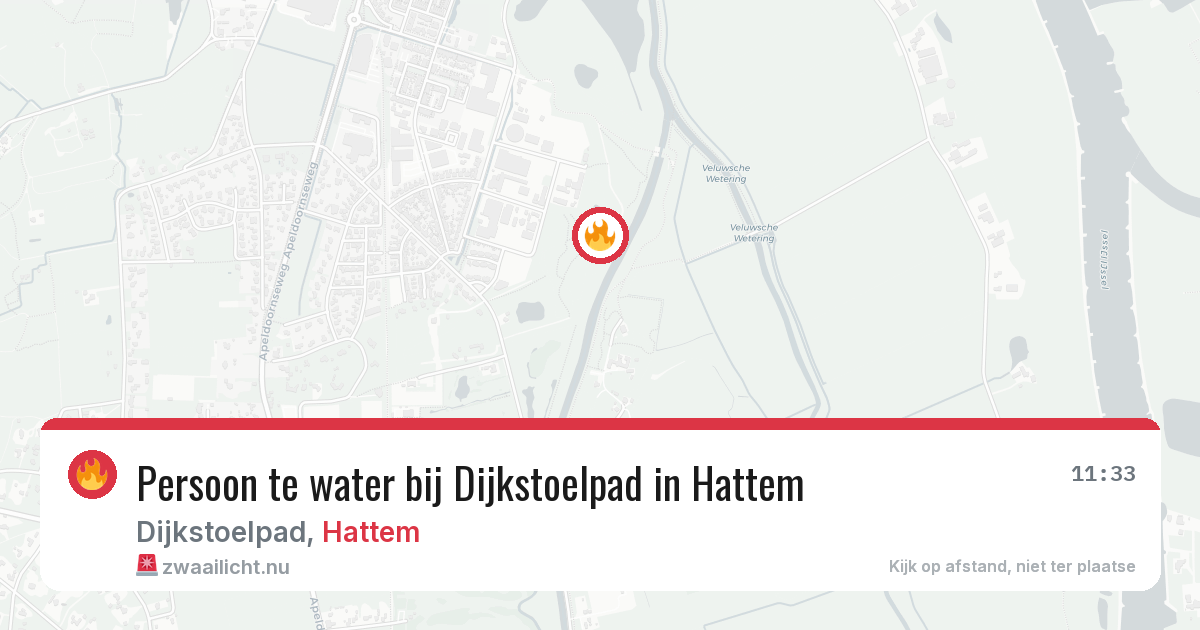 Persoon te water bij Dijkstoelpad in Hattem — 5 jun 2026