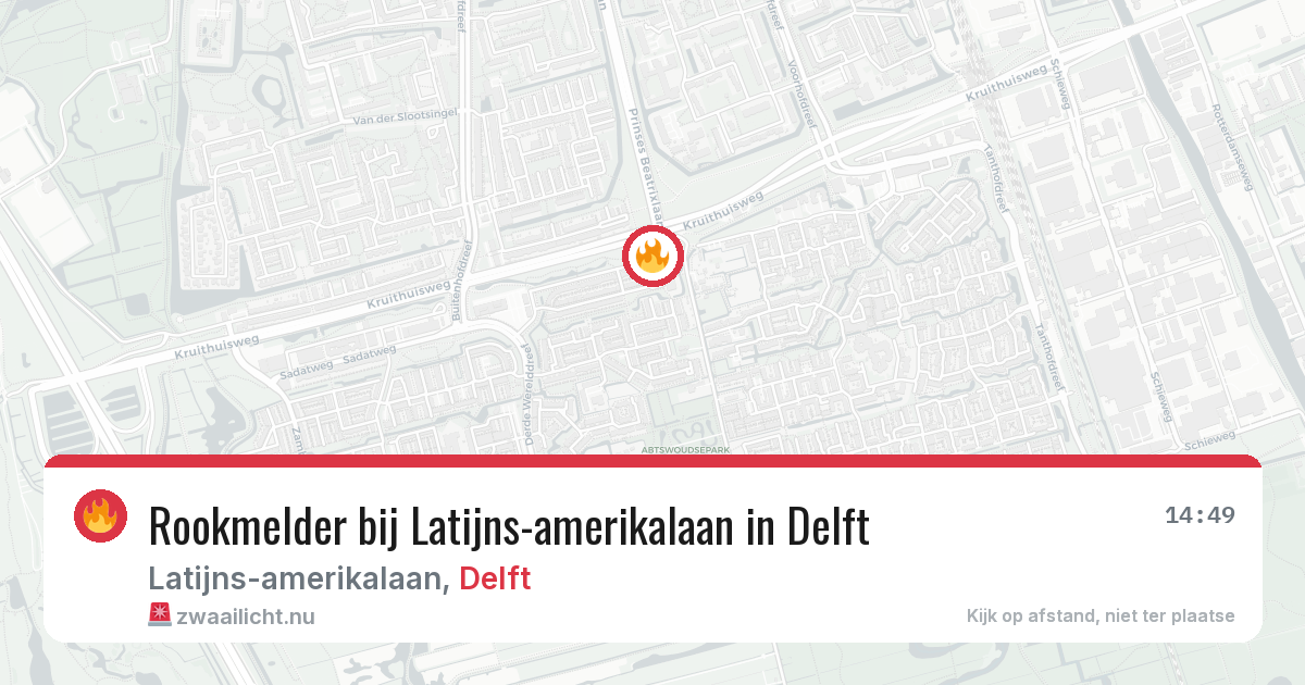 Rookmelder bij Latijns-amerikalaan in Delft — 5 jun 2026