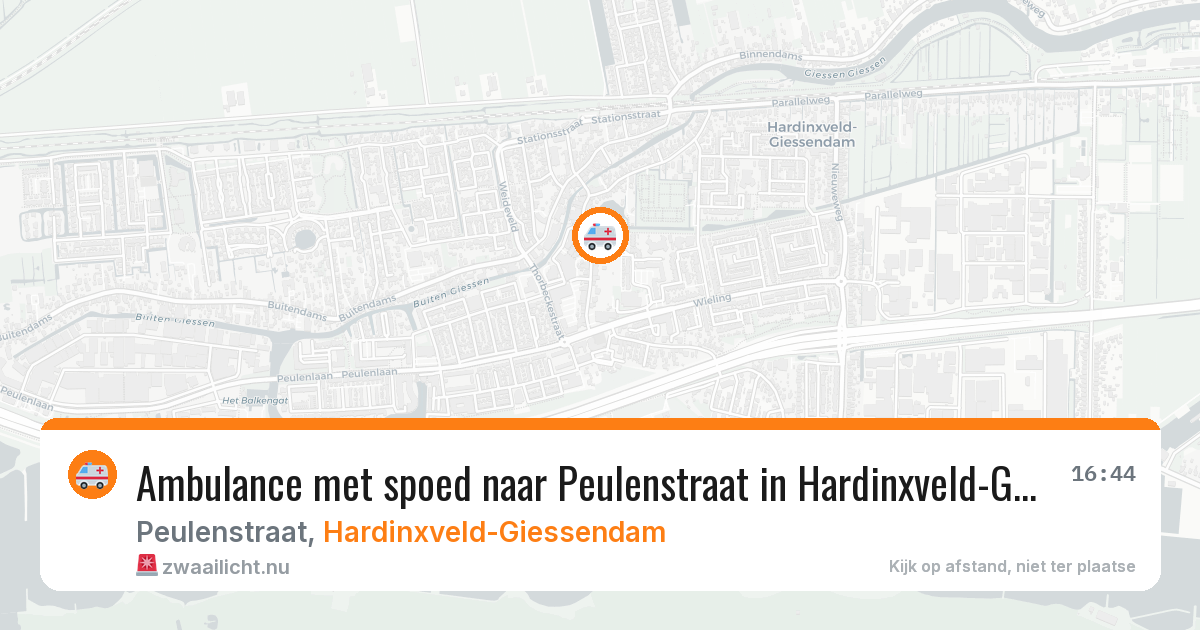 Ambulance met spoed naar Peulenstraat in Hardinxveld-Giessendam — 20 jul 2026