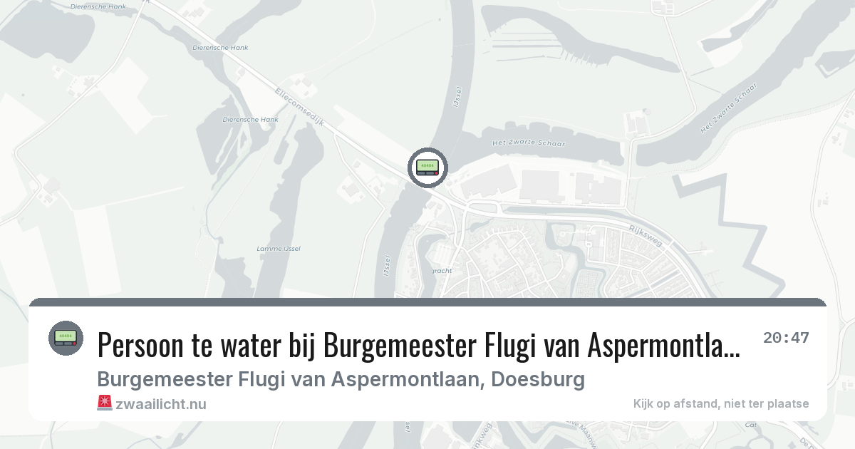 Persoon te water bij Burgemeester Flugi van Aspermontlaan in Doesburg — 12 jul 2026