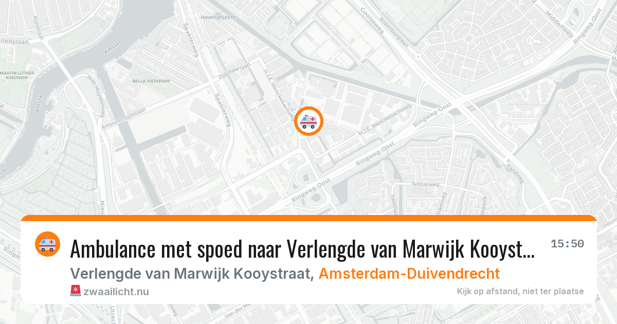 Ambulance met spoed naar Verlengde van Marwijk Kooystraat in Amsterdam-Duivendrecht — 15 jul 2026