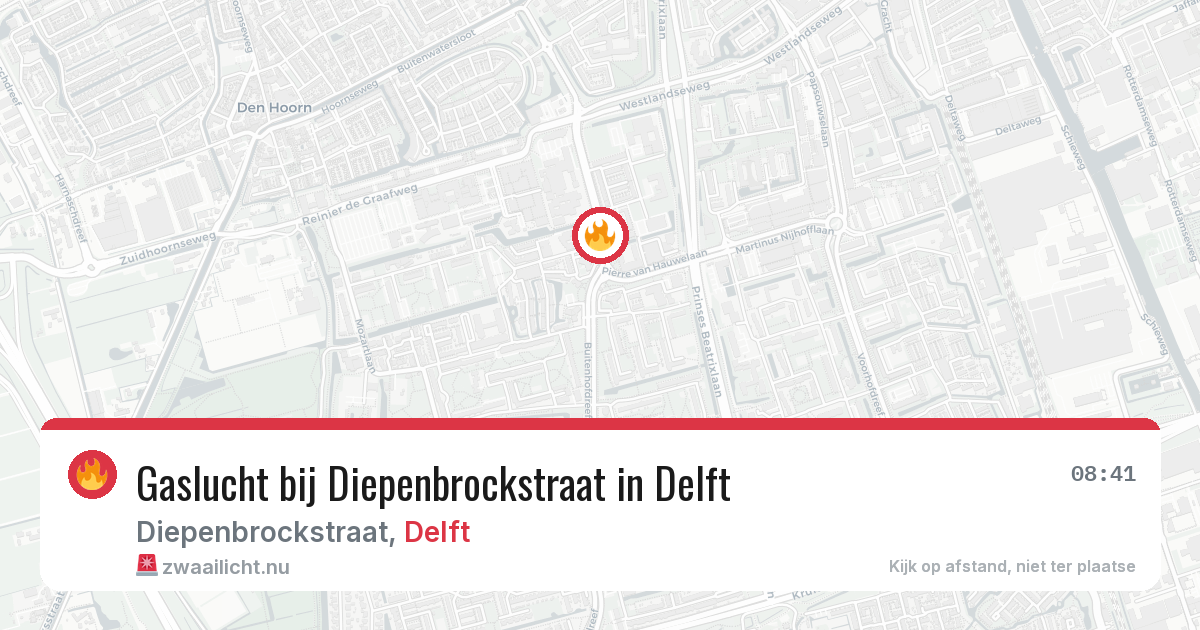 Gaslucht bij Diepenbrockstraat in Delft — 21 mei 2026