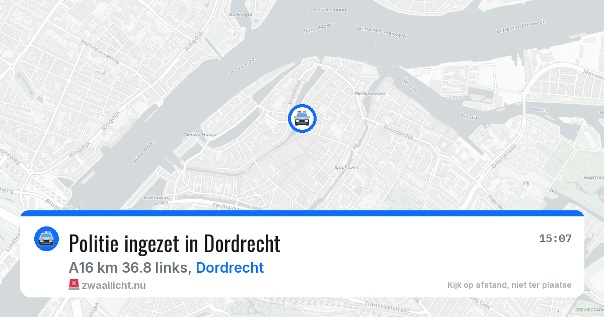 Politie ingezet in Dordrecht — 16 jul 2026 | 🚨 Zwaailicht.nu