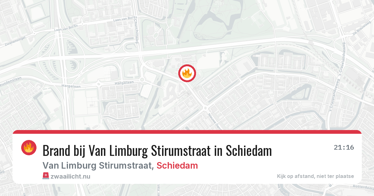 Brand bij Van Limburg Stirumstraat in Schiedam — 25 jul 2026