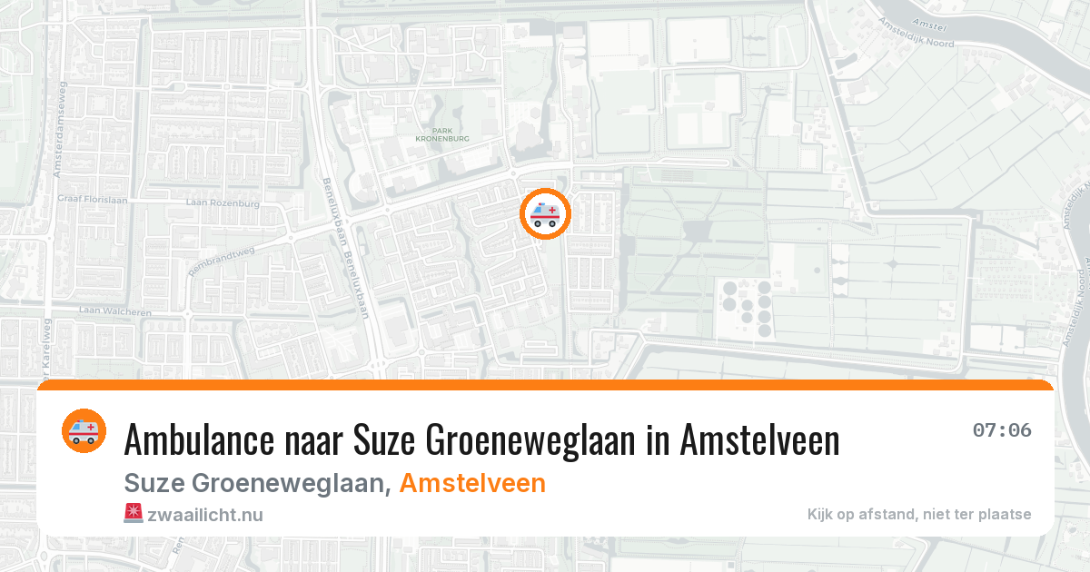 Ambulance naar Suze Groeneweglaan in Amstelveen — 19 jul 2026
