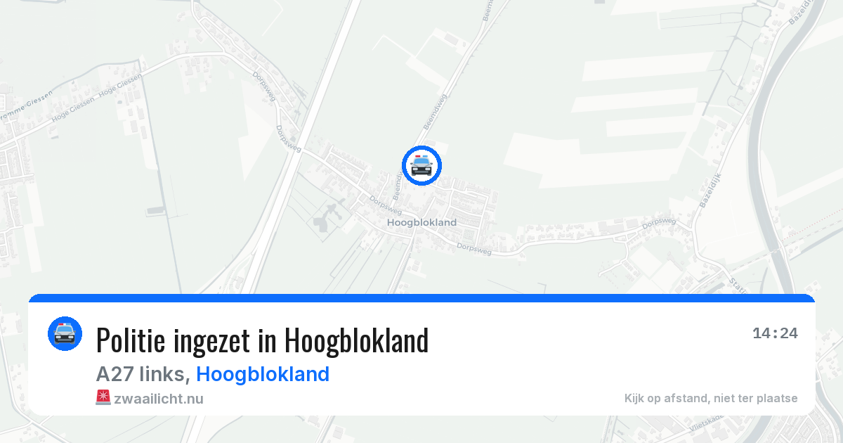 Politie ingezet in Hoogblokland — 18 mrt 2026 | 🚨 Zwaailicht.nu