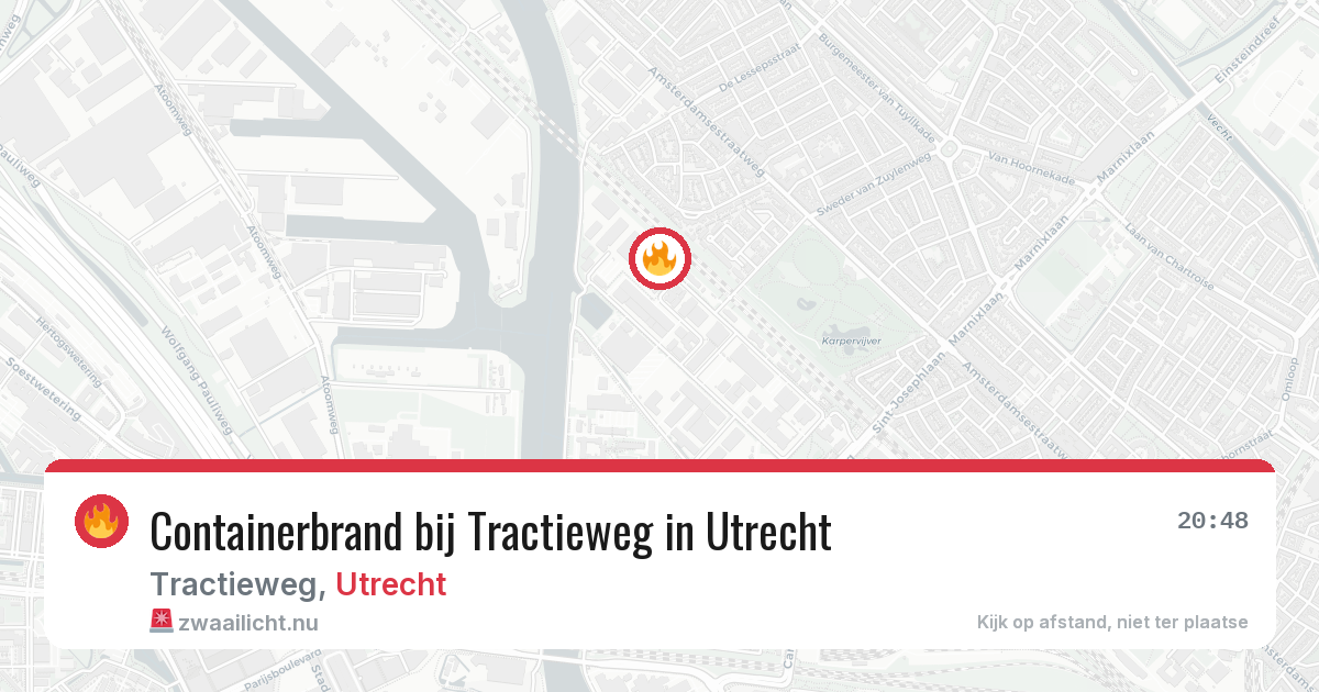 Containerbrand bij Tractieweg in Utrecht — 16 mrt 2026