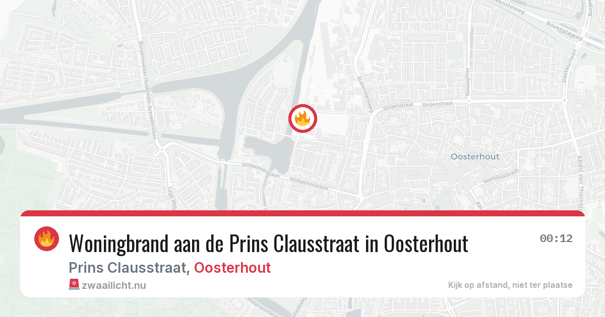 Woningbrand aan de Prins Clausstraat in Oosterhout — 11 apr 2026