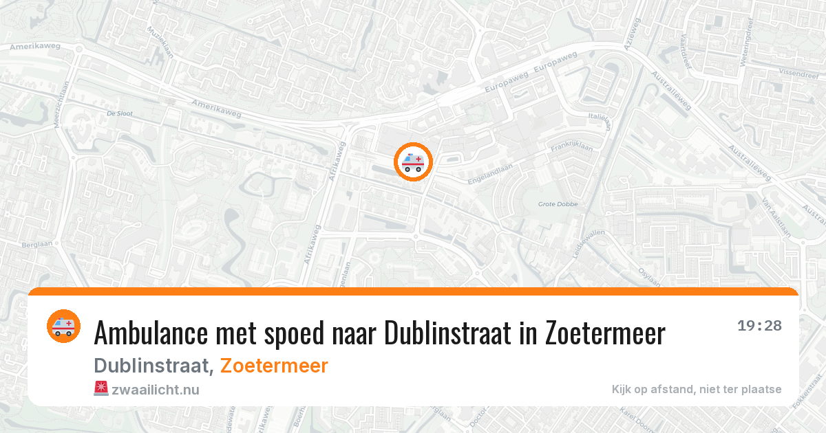 Ambulance met spoed naar Dublinstraat in Zoetermeer — 20 apr 2026
