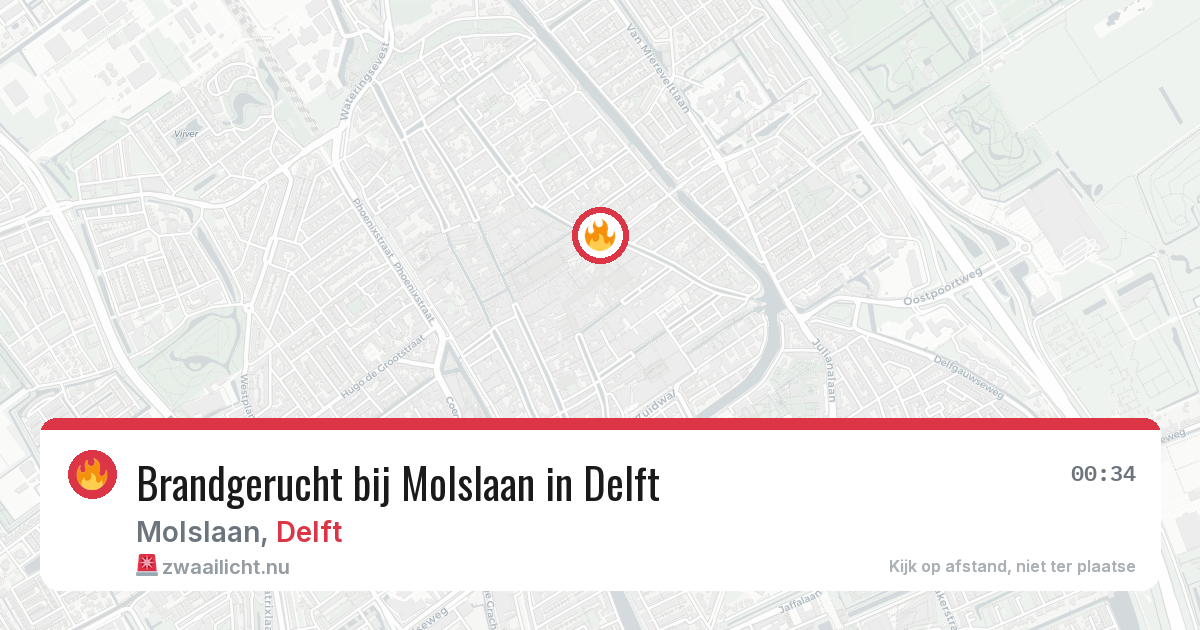 Brandgerucht bij Molslaan in Delft — 1 jun 2026