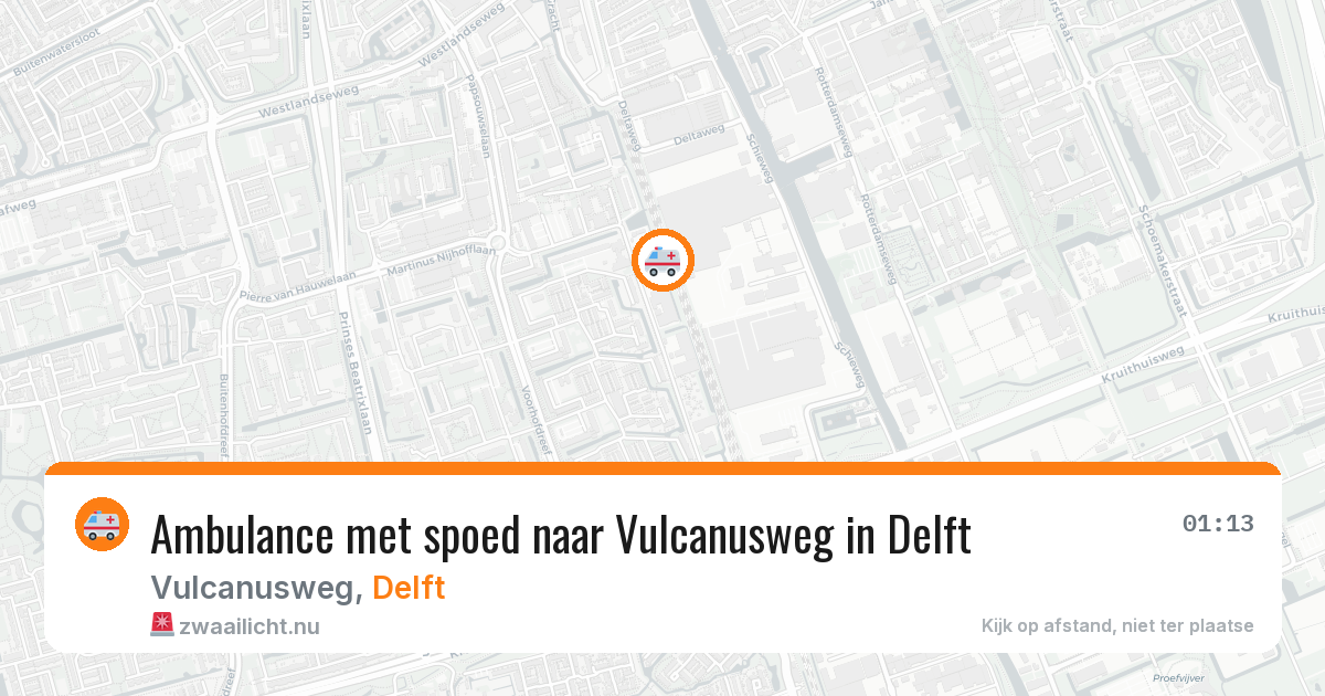 Ambulance met spoed naar Vulcanusweg in Delft — 15 mei 2026