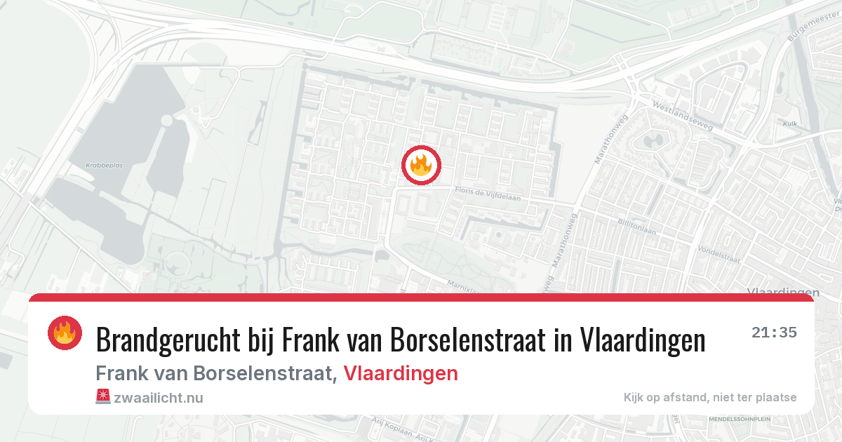 Brandgerucht bij Frank van Borselenstraat in Vlaardingen — 17 jul 2026