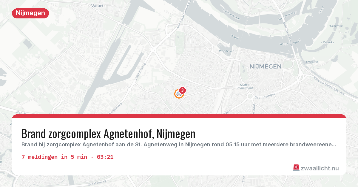 Kaart van de activiteitspiek bij Nijmegen