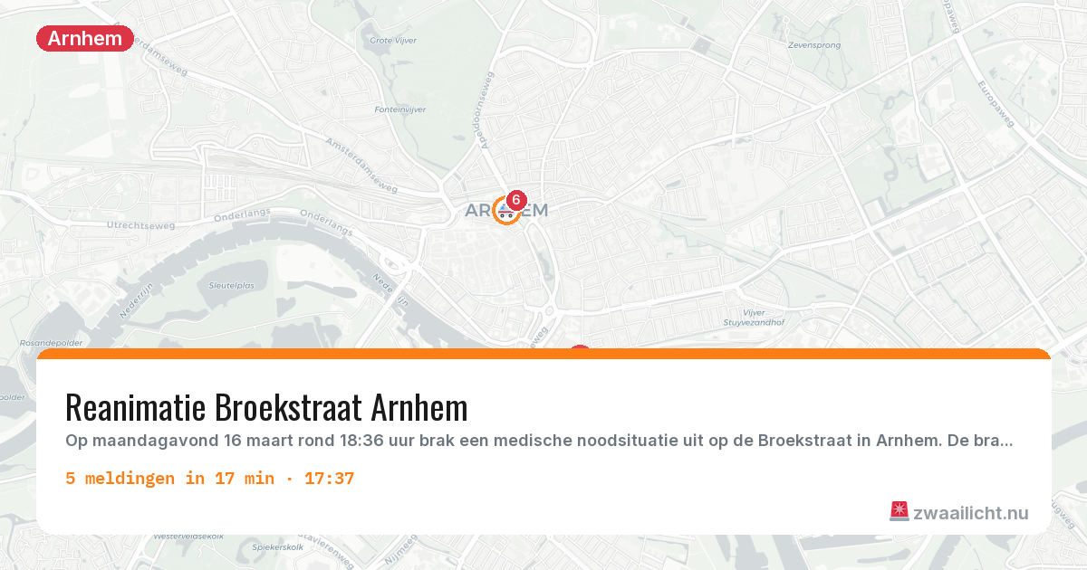 Kaart van de activiteitspiek bij Arnhem