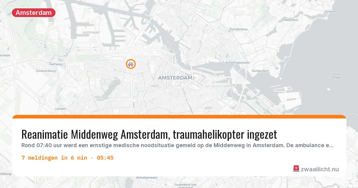 Kaart van de activiteitspiek bij Amsterdam