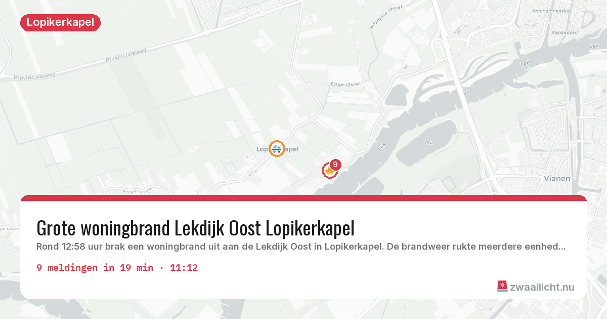 Kaart van de activiteitspiek bij Lopikerkapel