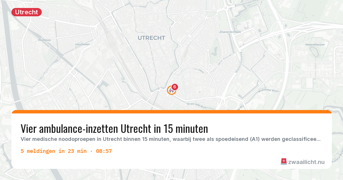 Kaart van de activiteitspiek bij Utrecht