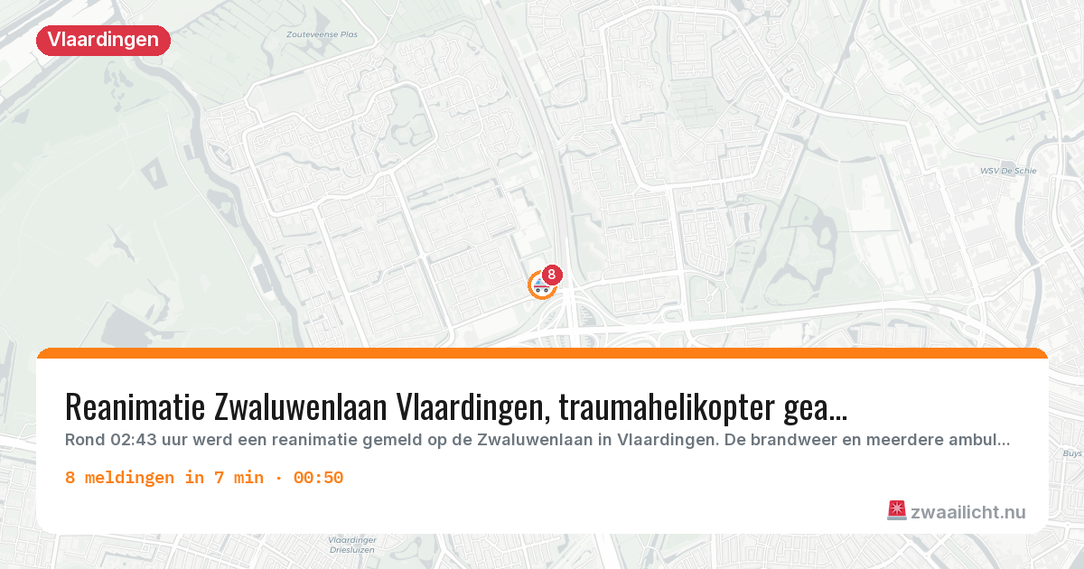 Kaart van de activiteitspiek bij Vlaardingen