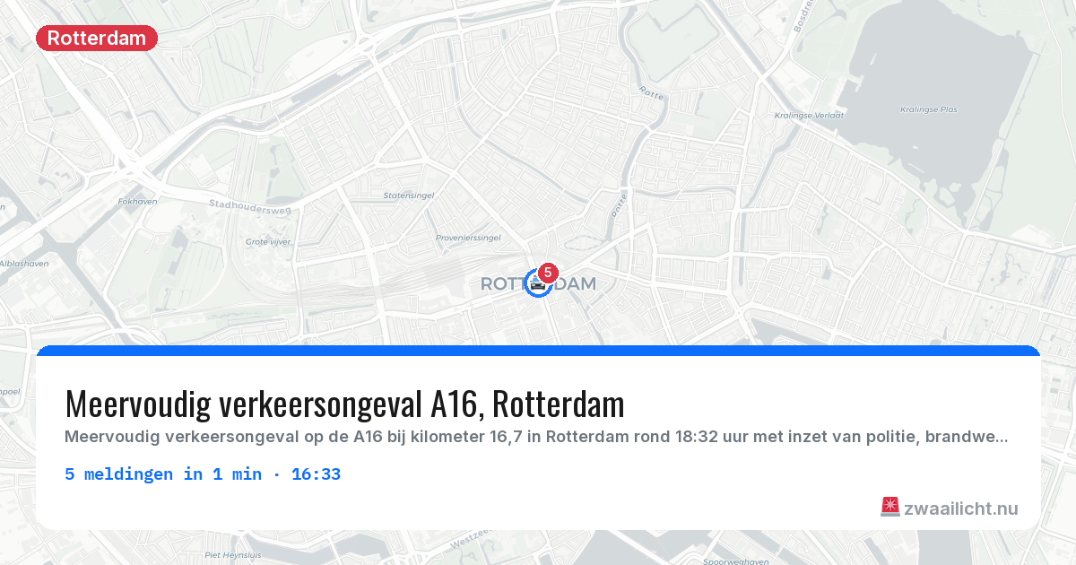 Kaart van de activiteitspiek bij Rotterdam