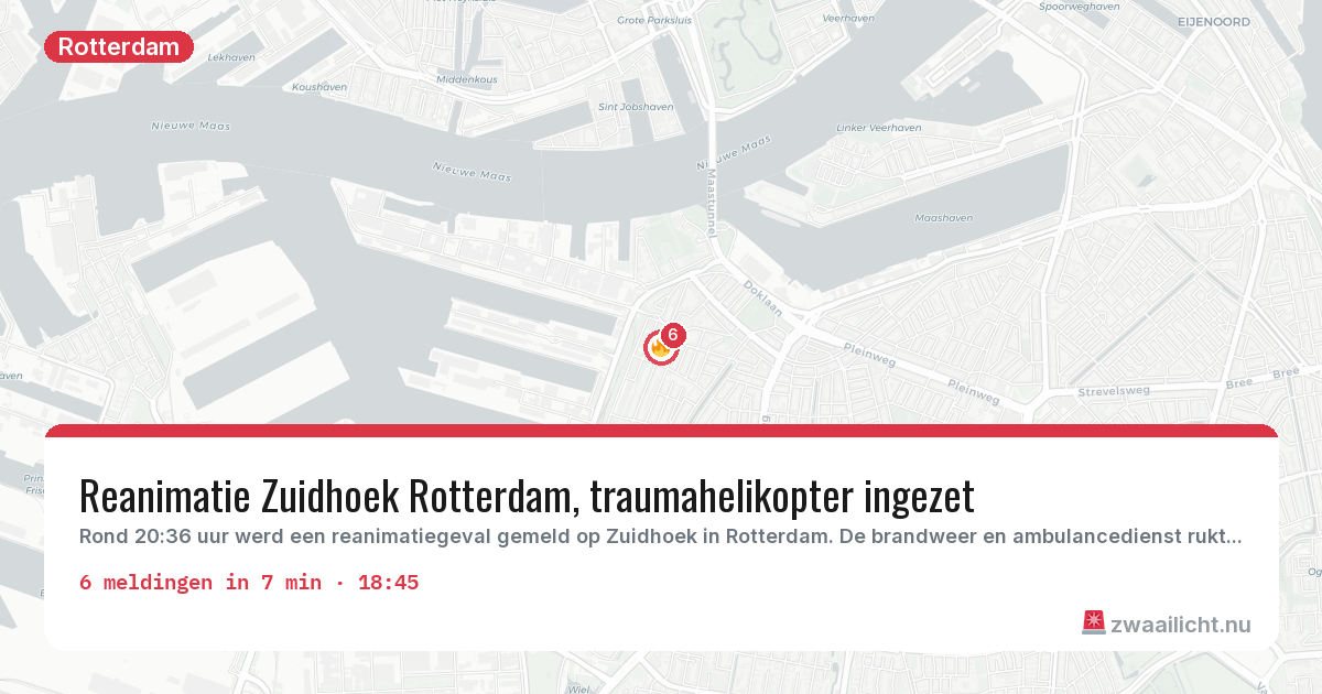 Kaart van de activiteitspiek bij Rotterdam
