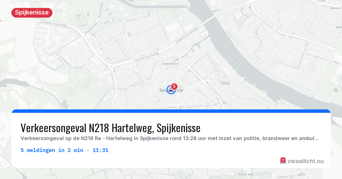 Kaart van de activiteitspiek bij Spijkenisse