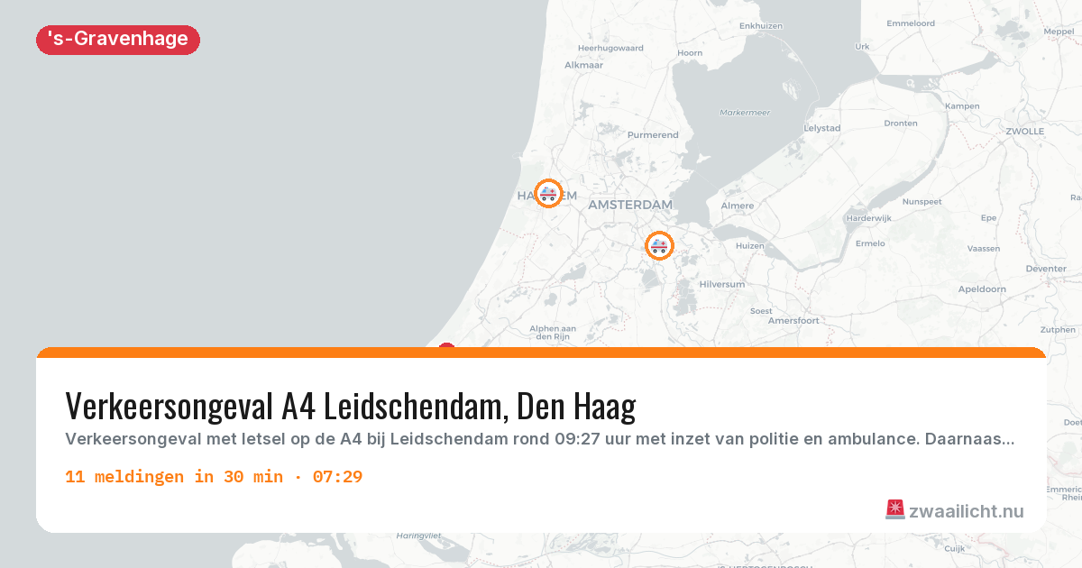 Kaart van de activiteitspiek bij 's-Gravenhage