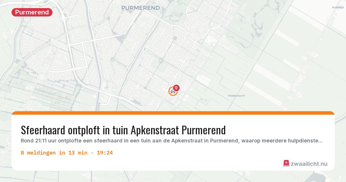 Kaart van de activiteitspiek bij Purmerend