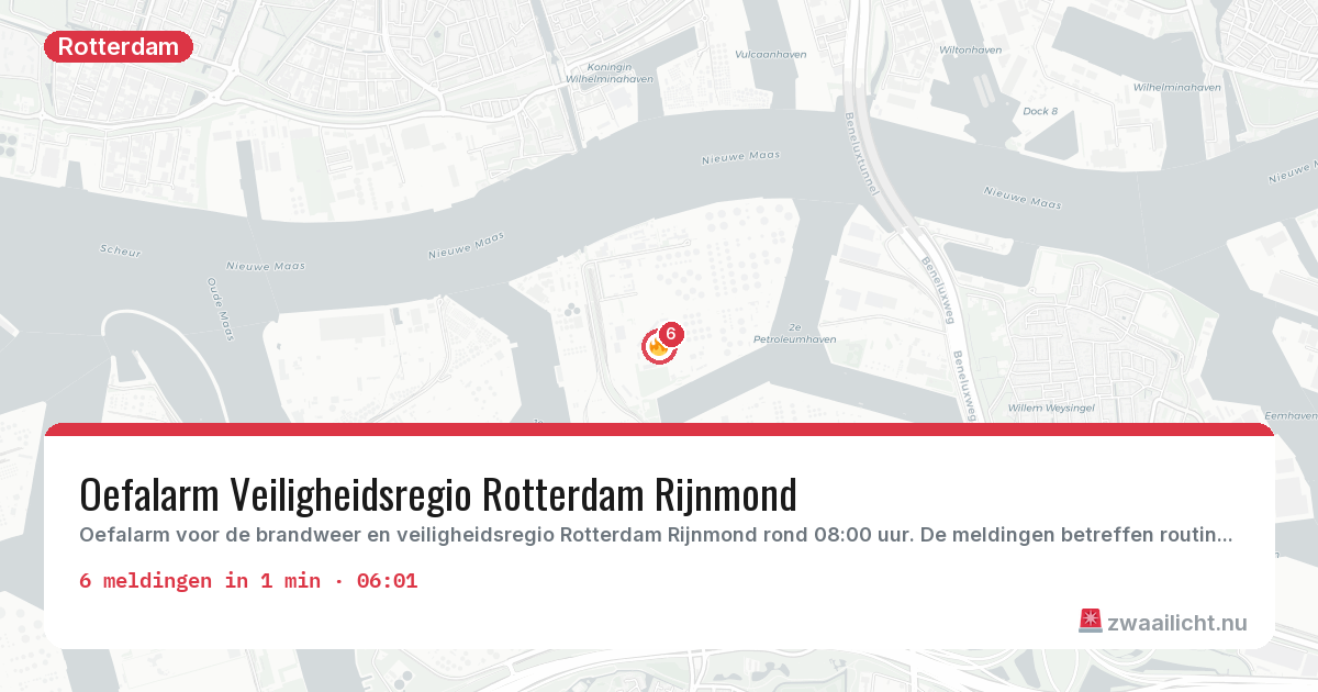Kaart van de activiteitspiek bij Rotterdam