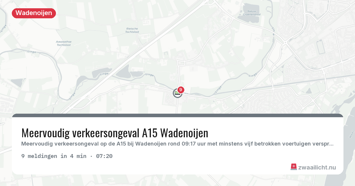 Kaart van de activiteitspiek bij Wadenoijen
