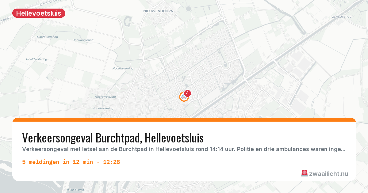 Kaart van de activiteitspiek bij Hellevoetsluis