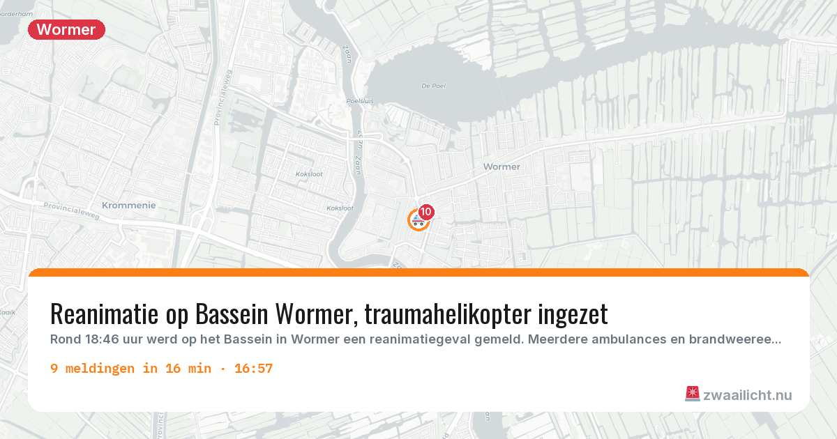 Kaart van de activiteitspiek bij Wormer