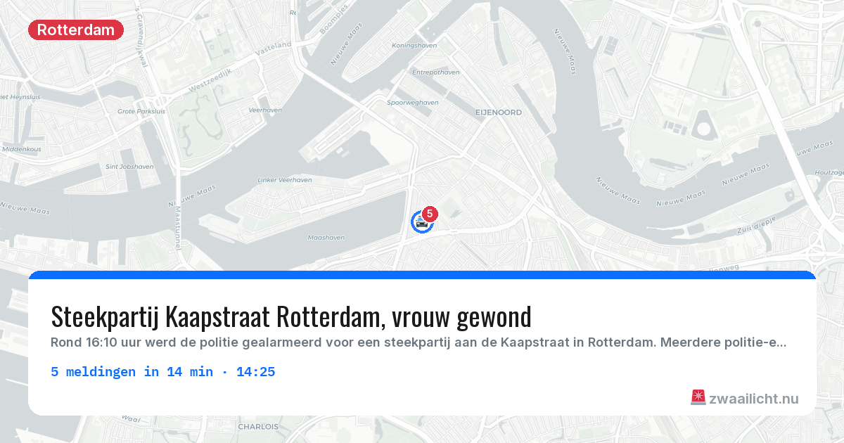 Kaart van de activiteitspiek bij Rotterdam