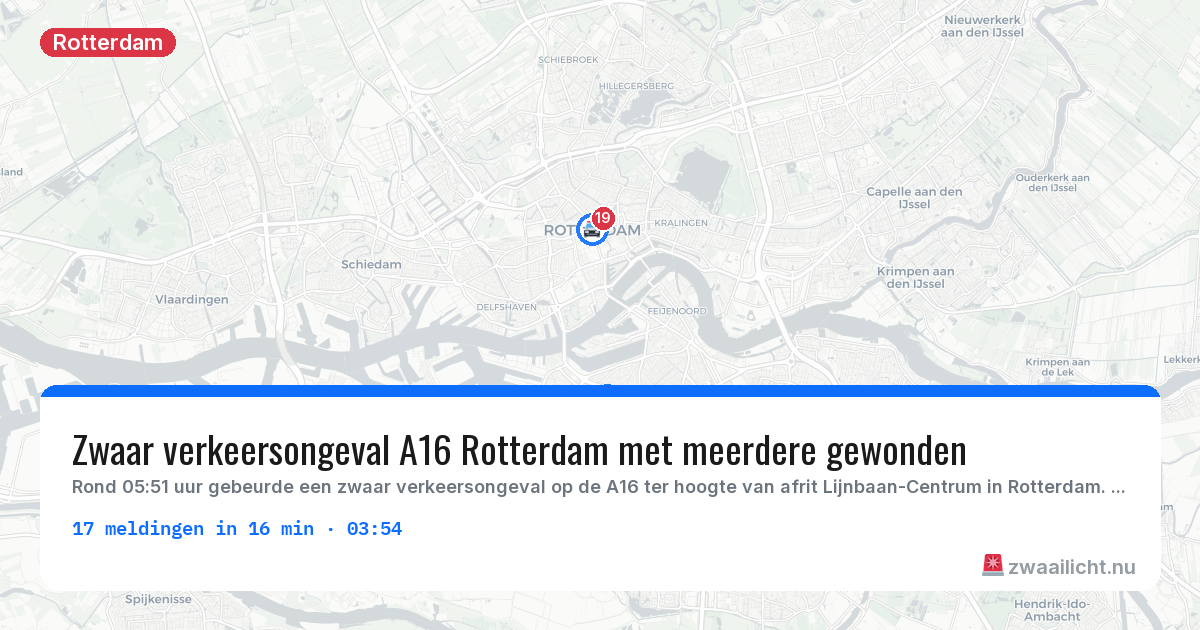 Kaart van de activiteitspiek bij Rotterdam