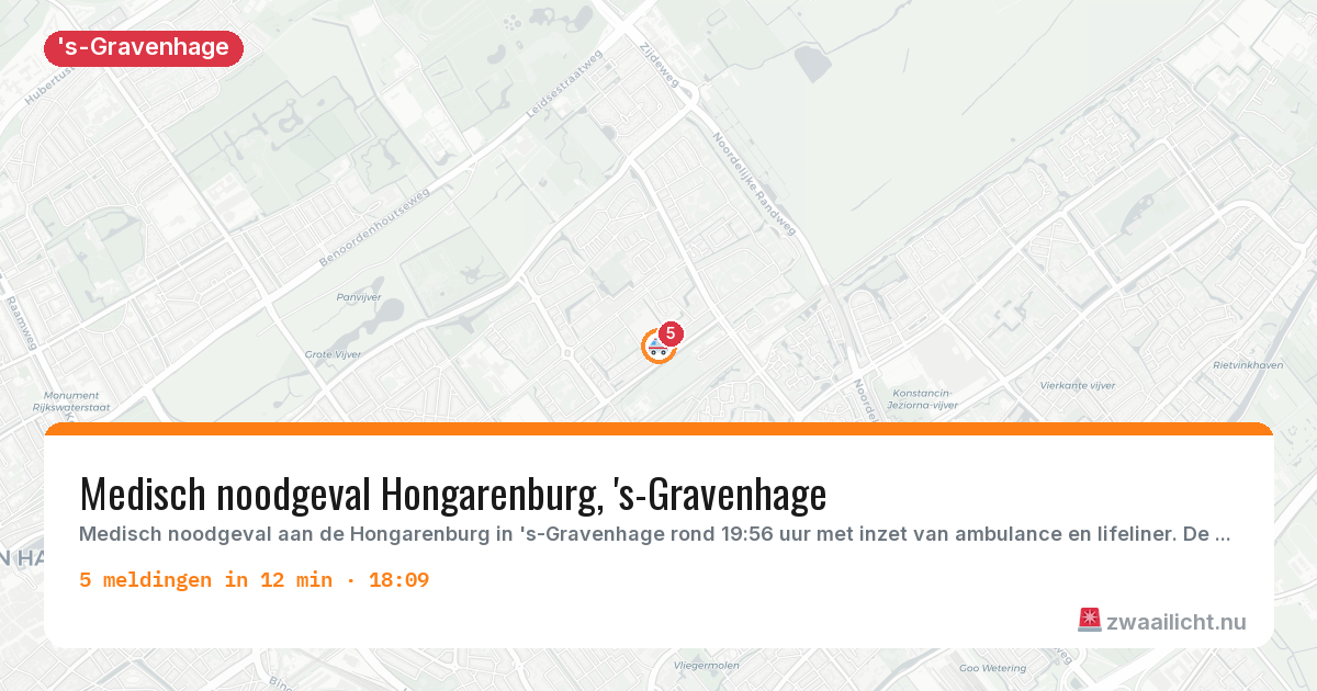 Kaart van de activiteitspiek bij 's-Gravenhage