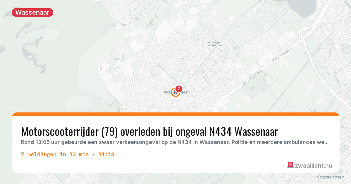 Kaart van de activiteitspiek bij Wassenaar