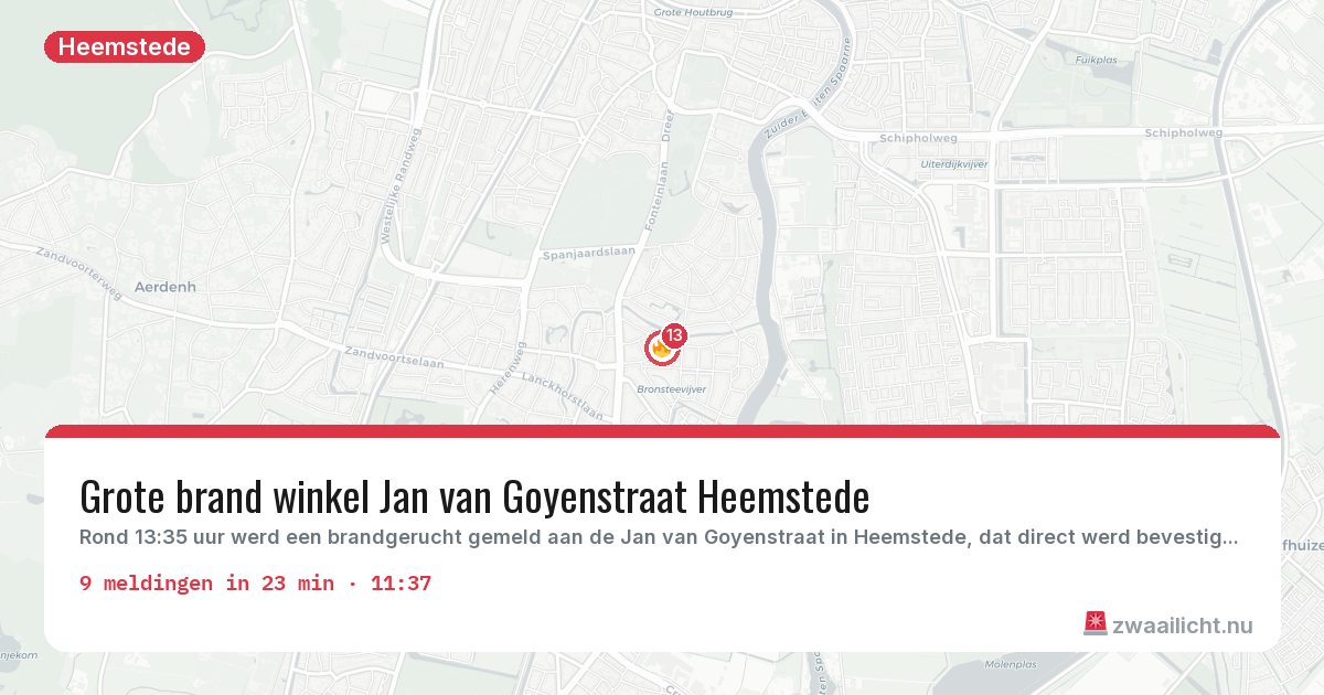 Kaart van de activiteitspiek bij Heemstede