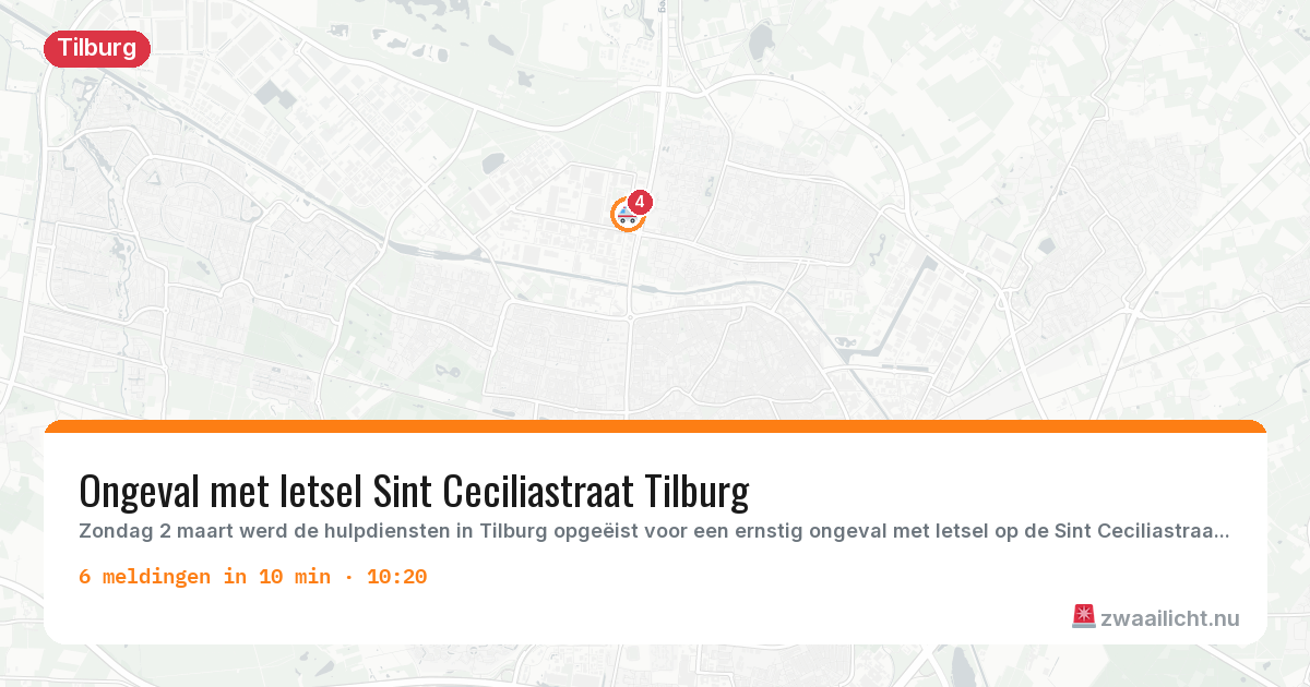 Kaart van de activiteitspiek bij Tilburg