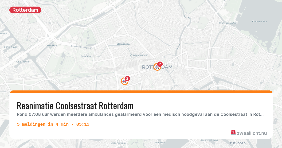 Kaart van de activiteitspiek bij Rotterdam