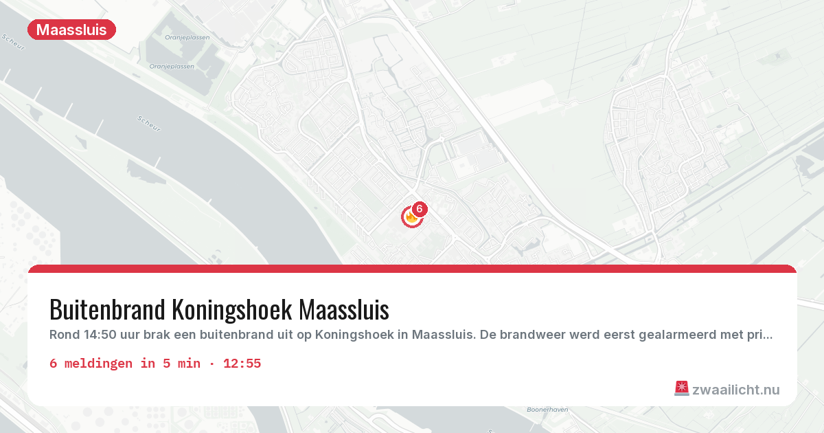 Kaart van de activiteitspiek bij Maassluis