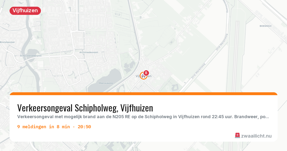 Kaart van de activiteitspiek bij Vijfhuizen
