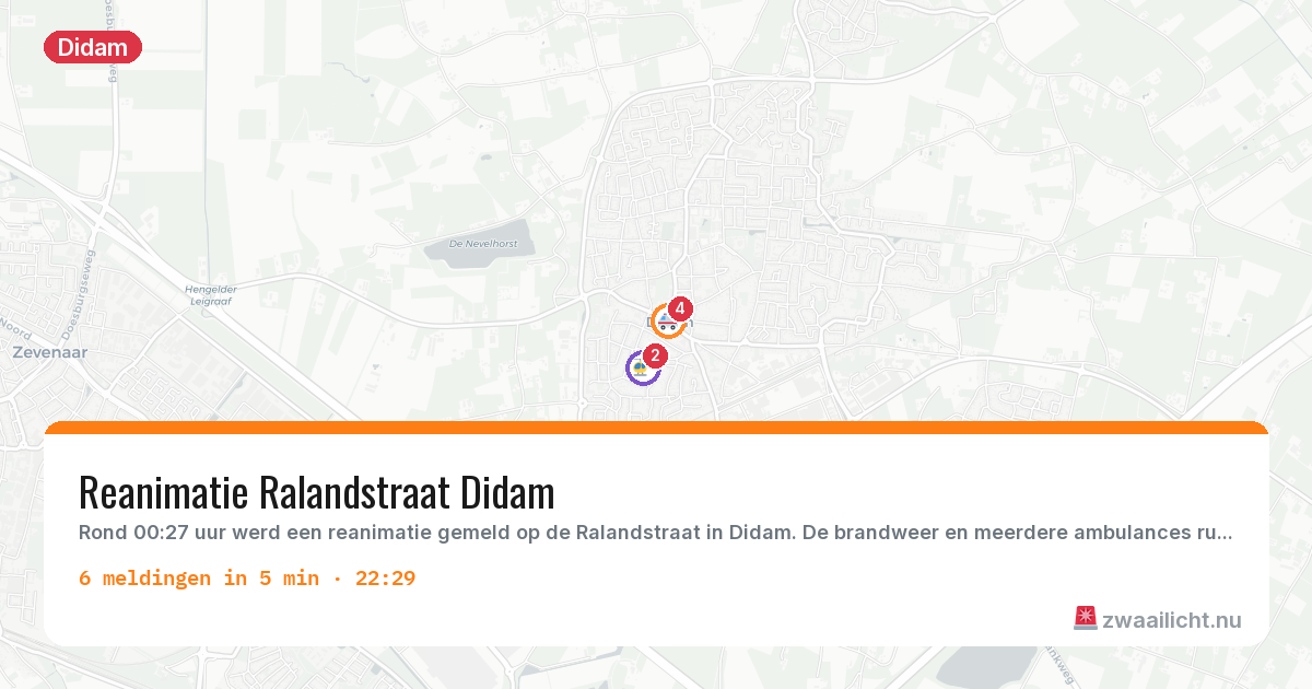 Kaart van de activiteitspiek bij Didam