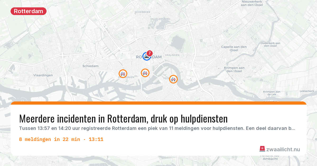 Kaart van de activiteitspiek bij Rotterdam