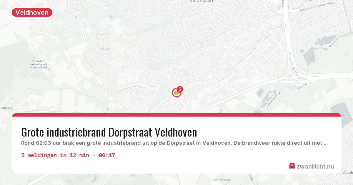Kaart van de activiteitspiek bij Veldhoven