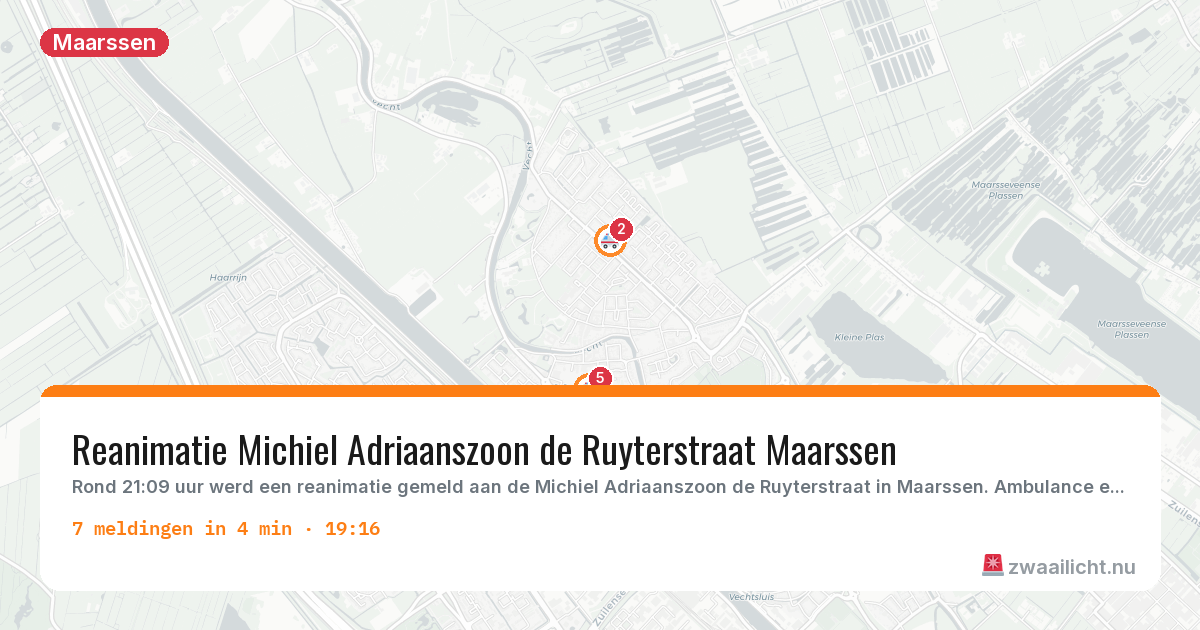 Kaart van de activiteitspiek bij Maarssen