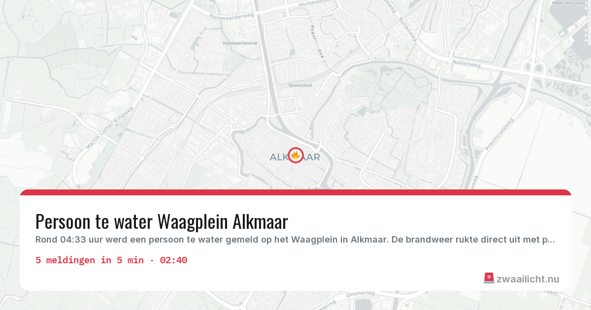 Kaart van de activiteitspiek bij Alkmaar
