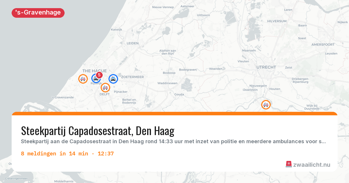 Kaart van de activiteitspiek bij 's-Gravenhage