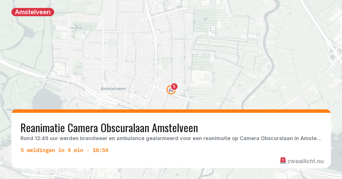 Kaart van de activiteitspiek bij Amstelveen