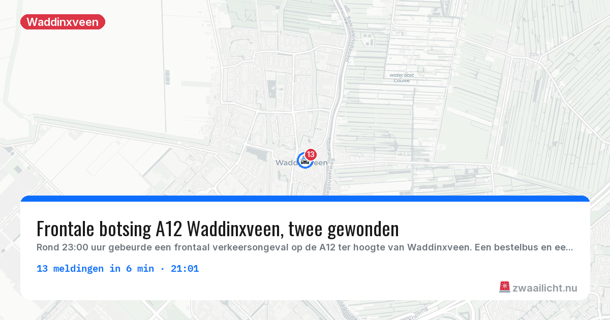 Kaart van de activiteitspiek bij Waddinxveen
