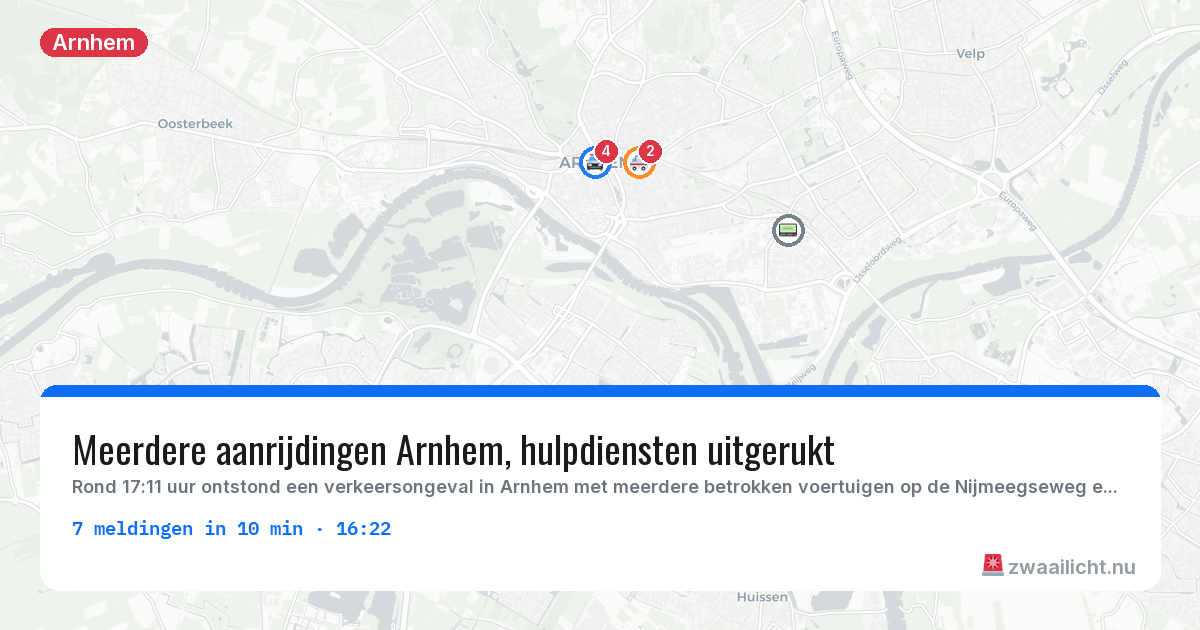 Kaart van de activiteitspiek bij Arnhem
