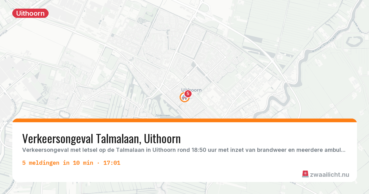 Kaart van de activiteitspiek bij Uithoorn